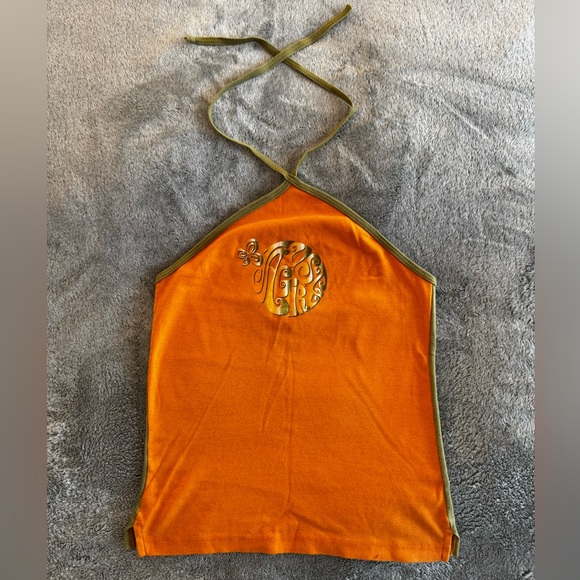 la senza girl Tops - Original Y2K La Senza Girl Halter Top - Orange/Olive - Size L fits like a S